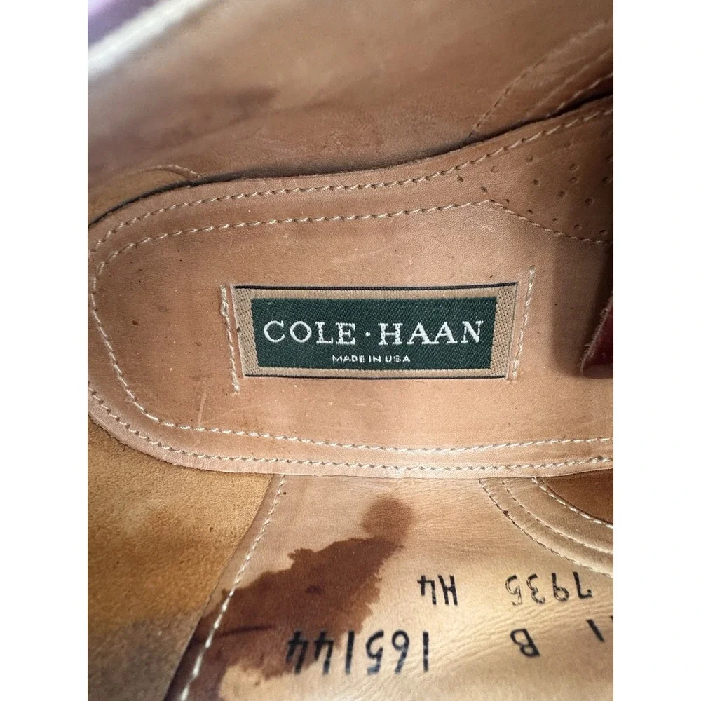 Vtg Cole Haan Wingtip Oxfords Sz 11B Burgundy Leather Dress Shoe Made USA 165144